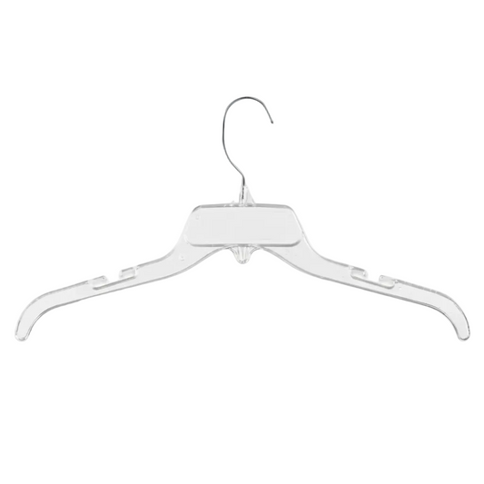 S-13389 Fixed Hook Plastic Hangers – Durable with Metal Hook & Strap Notches (Black GS1 Compliant)