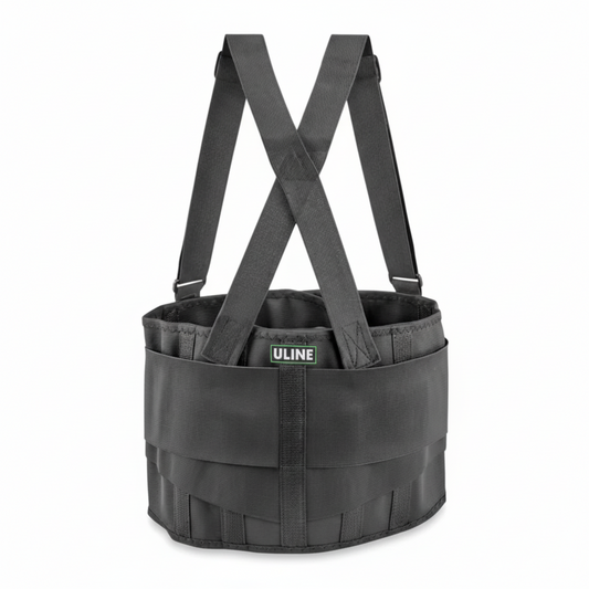 H-494 Uline Industrial Back Support Belt with Suspenders – Flexible Ventilated Support (S–3XL),WIDTH 9"