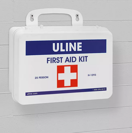 H-1293 Uline Deluxe First Aid Kit – 25 Person Workplace Emergency Kit (Wall Mountable)