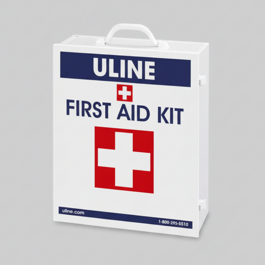 H-5951 Uline First Aid Cabinet – 3 Shelf Wall Mount Safety Storage (Steel)