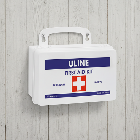 H-1292 Uline Deluxe First Aid Kit – 10 Person Workplace Emergency Kit (Wall Mountable)
