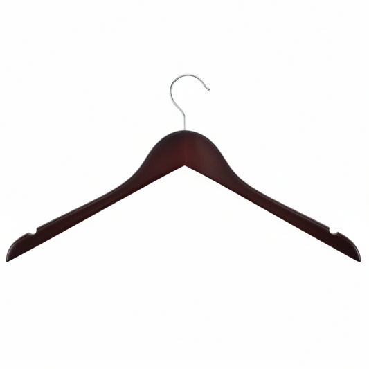 S-18039 Wooden Shirt/Coat Hangers – Premium Solid Wood, 17” (Natural/Walnut/Black, 50 Pack)